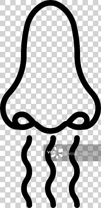 黑色线条标志，一个带有烟雾的鼻子图标图片素材