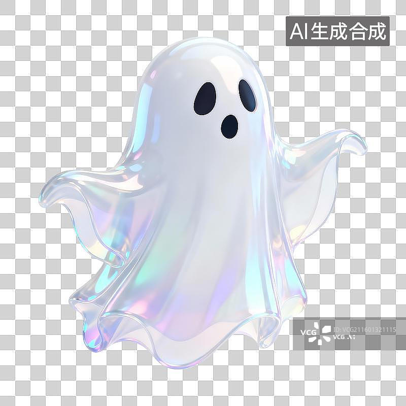 【AI数字艺术】3D立体质感轻拟物幽灵万圣节免抠元素图片素材