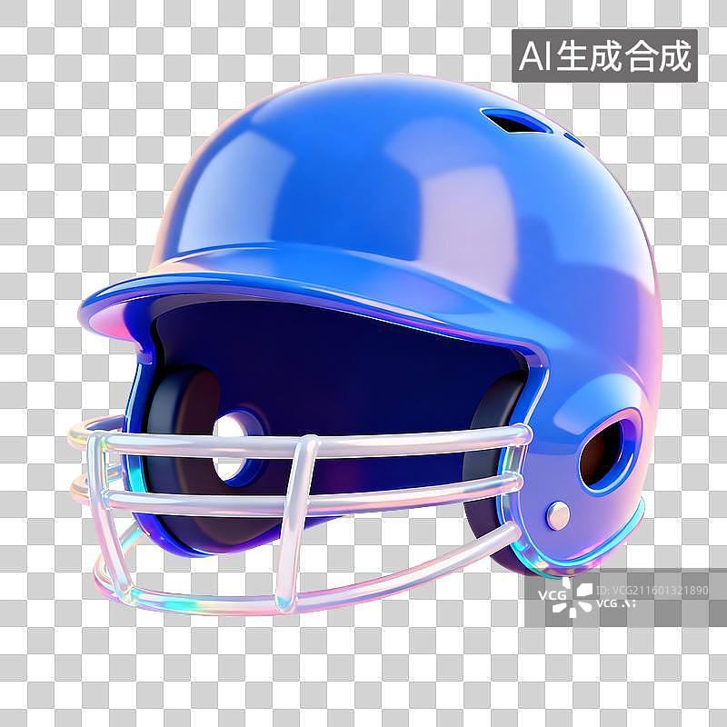 【AI数字艺术】3D拟物风透明运动器材设备棒球头盔元素图片素材