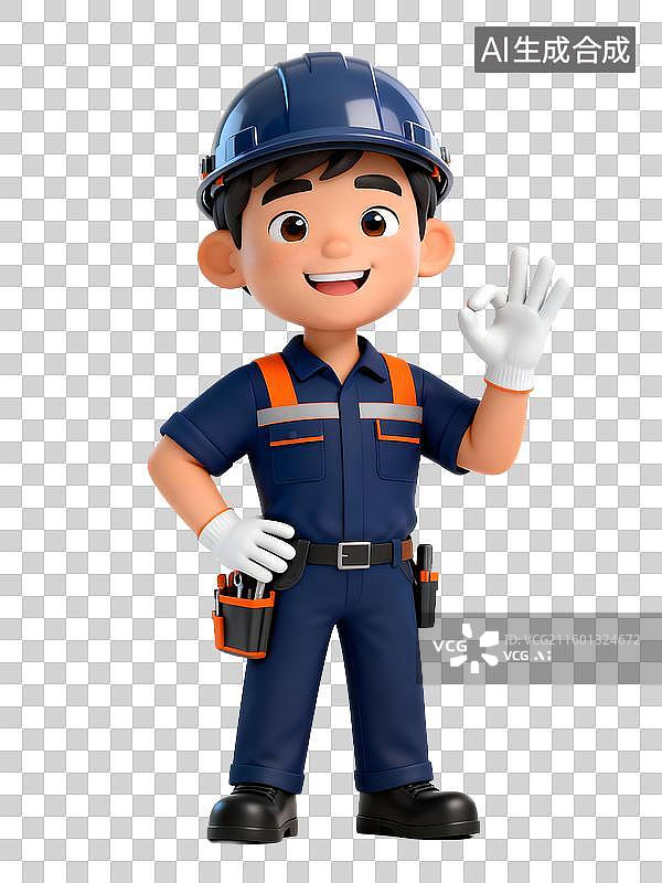 【AI数字艺术】3D男性维修工人图片素材