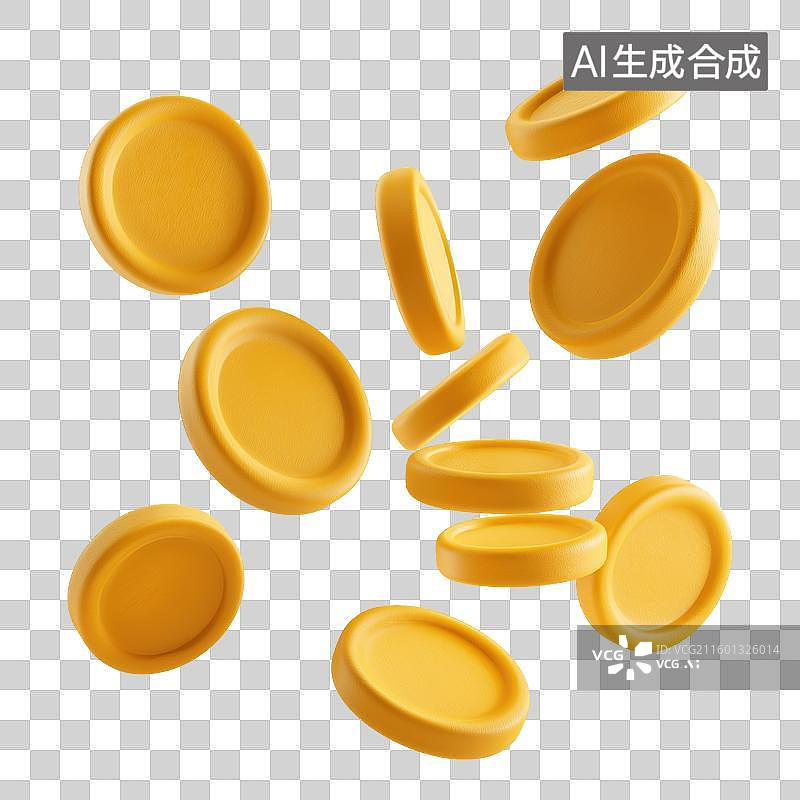 【AI数字艺术】金色硬币飘落动态画面图片素材