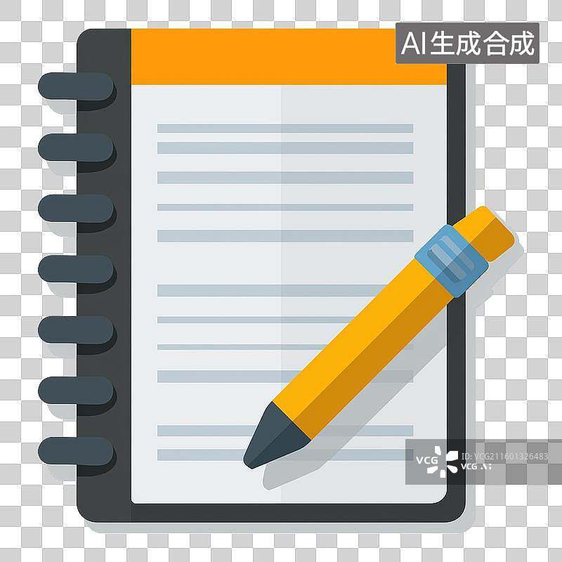 【AI数字艺术】笔记本与铅笔插图图片素材