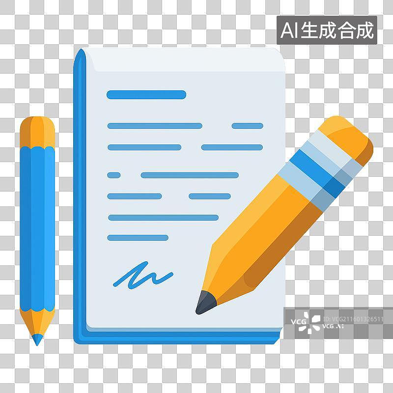 【AI数字艺术】笔记本与铅笔插图图片素材