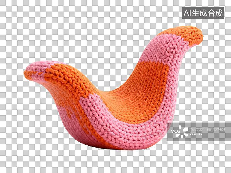 【AI数字艺术】3D毛线针织风格动态双曲抛物面橙粉色马鞍形几何体结合建筑透明插画装饰元素图片素材