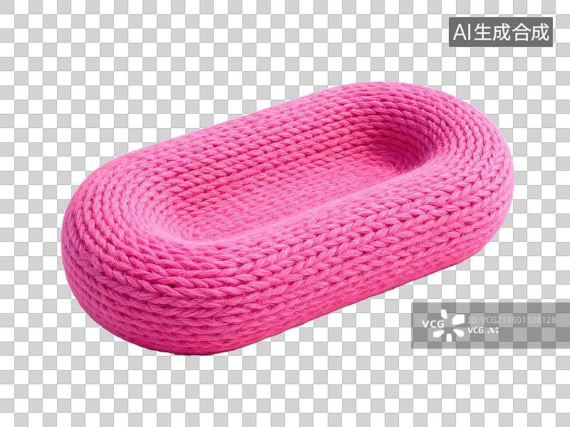【AI数字艺术】3D毛线编织风粉色毛线编织超椭圆矩形极简几何曲线柔软 几何形体透明插画装饰元素图片素材
