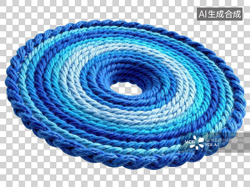 【AI数字艺术】3D毛线针织风格时空涟漪的引力波靛蓝色纱线编织宇宙椭圆形物理创意几何形体透明插画装饰元素图片素材