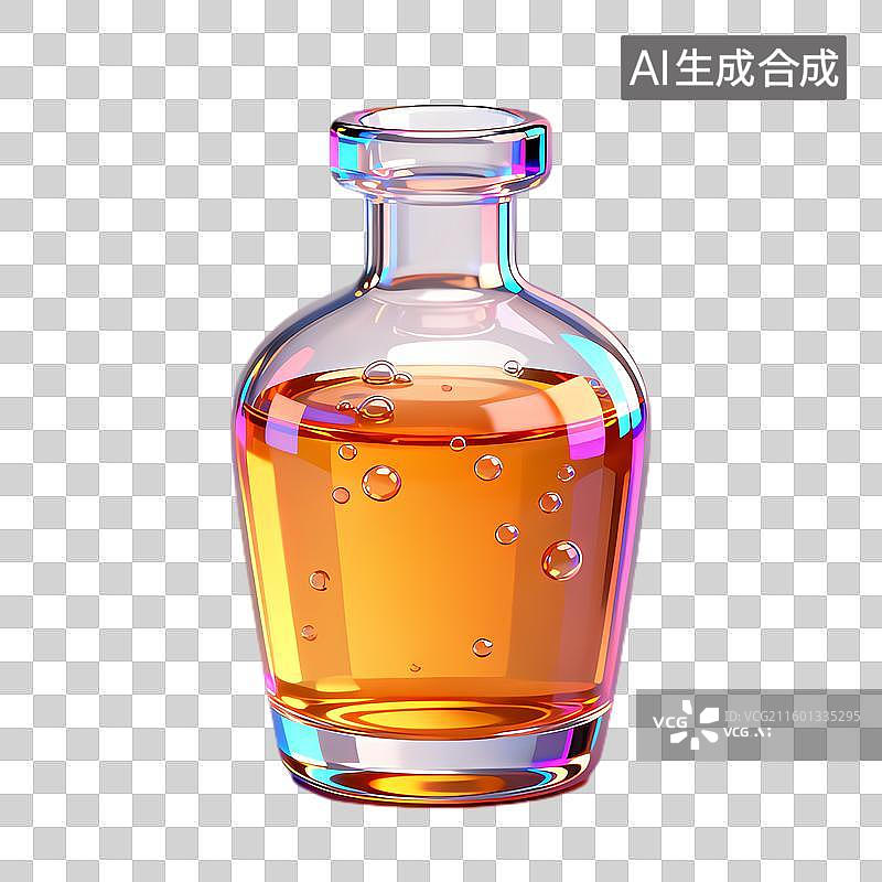 【AI数字艺术】装有橙色液体的透明玻璃瓶图片素材