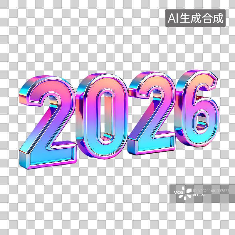 【AI数字艺术】2026彩色立体效果文字图片素材