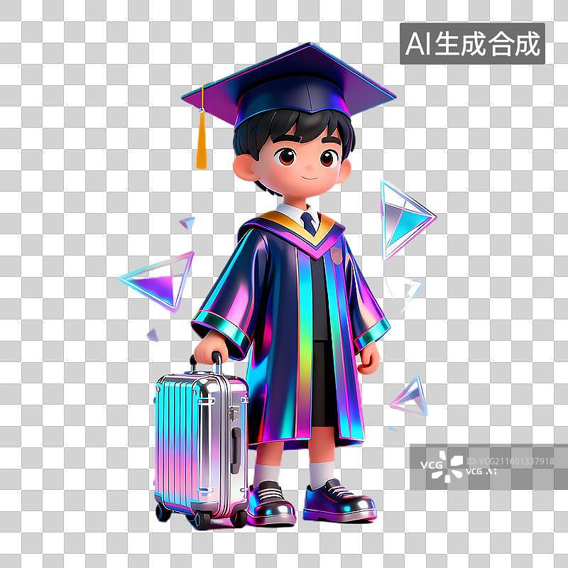 【AI数字艺术】穿着学士服的年轻毕业生图片素材