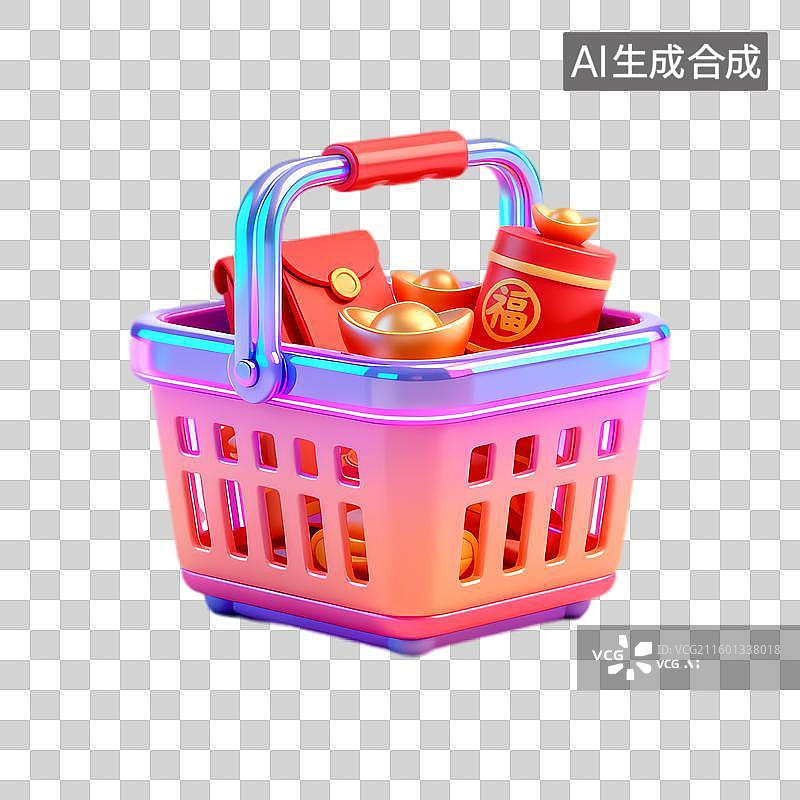 【AI数字艺术】色彩缤纷节日购物篮图片素材