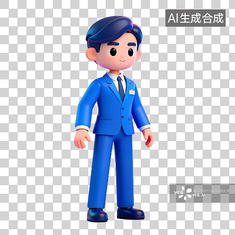 【AI数字艺术】身穿蓝色西装的3D商务男士图片素材