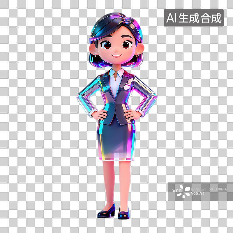 【AI数字艺术】穿着闪亮西装的自信职业女性图片素材