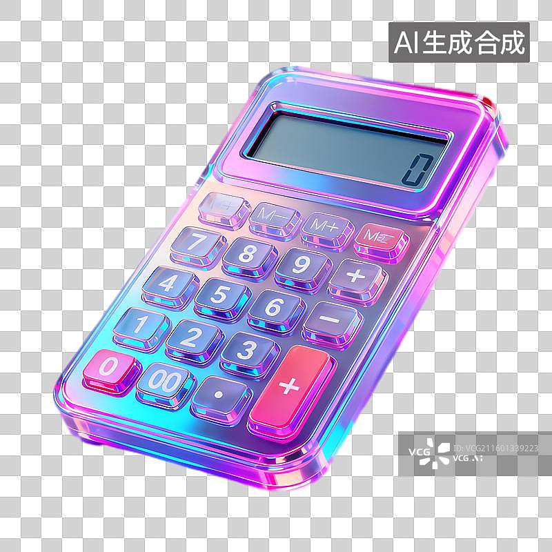 【AI数字艺术】彩色透明电子计算器图片素材