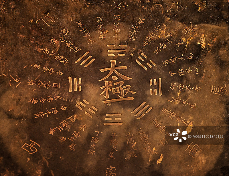 泉州 闽台缘博物馆 太极 八卦图 方形 阴刻 石板 文物图片素材