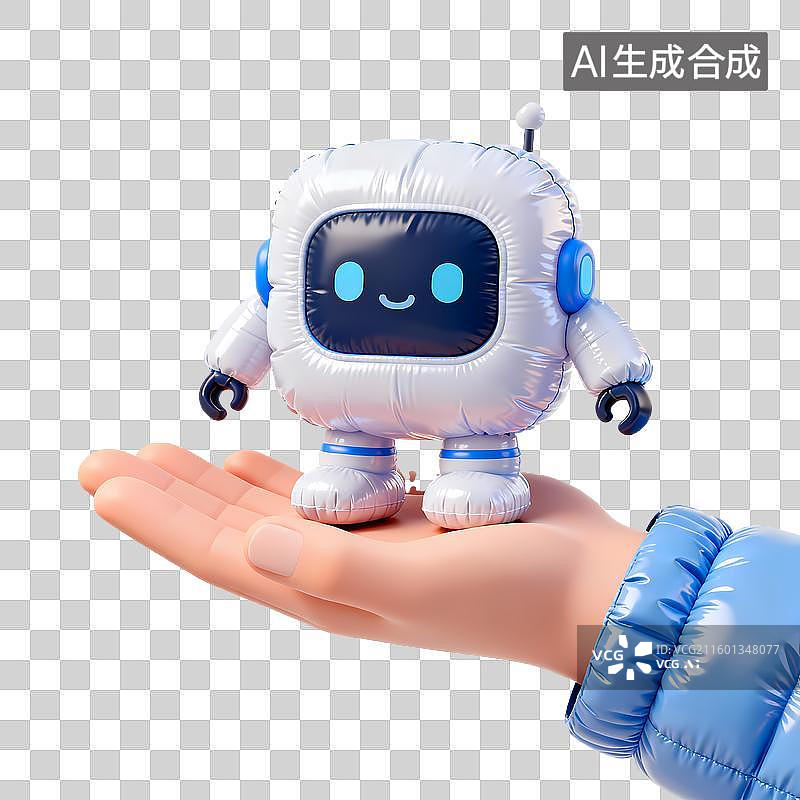 【AI数字艺术】手托机器人手势3D立体膨胀充气质感元素图片素材