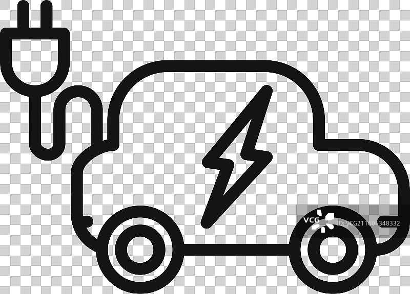 电动汽车图标描边合集，黑色图片素材