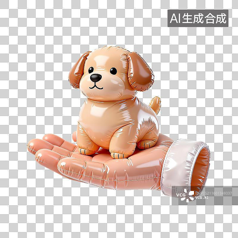 【AI数字艺术】手托小狗手势3D立体膨胀充气质感元素图片素材