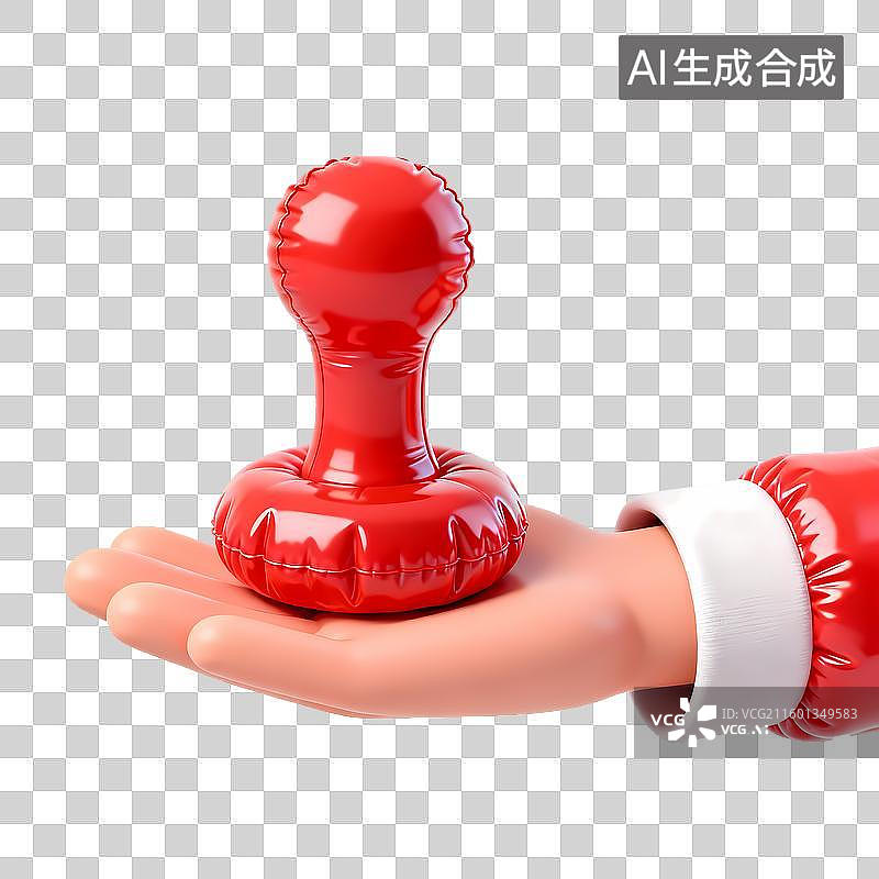 【AI数字艺术】手拿印章手势3D立体膨胀充气质感元素图片素材