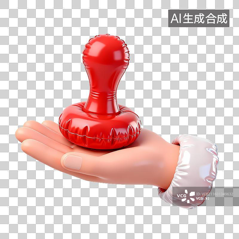【AI数字艺术】手拿印章手势3D立体膨胀充气质感元素图片素材