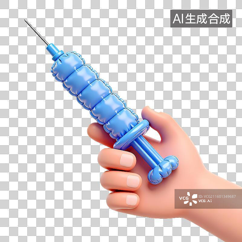 【AI数字艺术】手拿针管手势3D立体膨胀充气质感元素图片素材