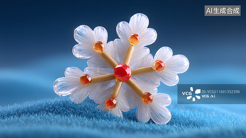 【AI数字艺术】圣诞主题雪花结晶图案图片素材