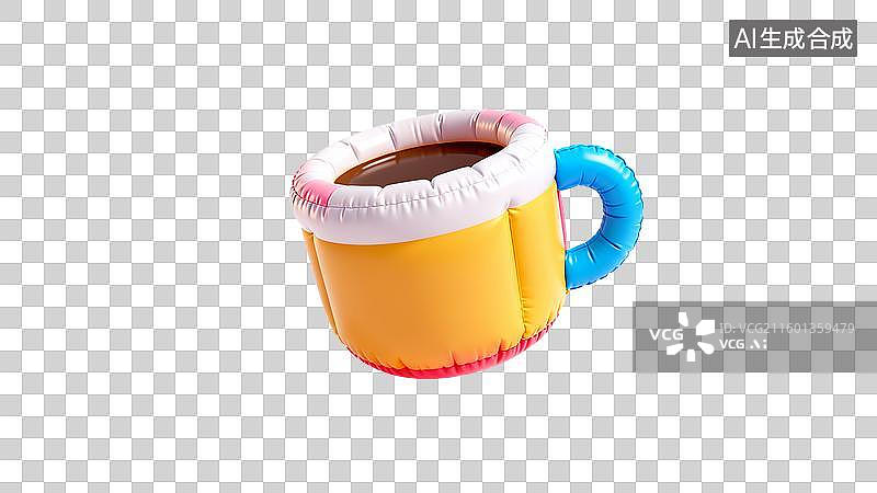 【AI数字艺术】夏日彩色充气咖啡杯图片素材