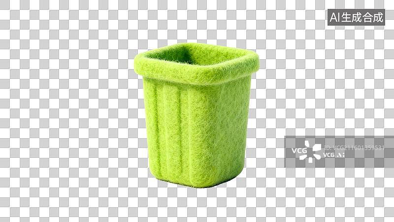 【AI数字艺术】小型绿色毛毡垃圾桶图片素材