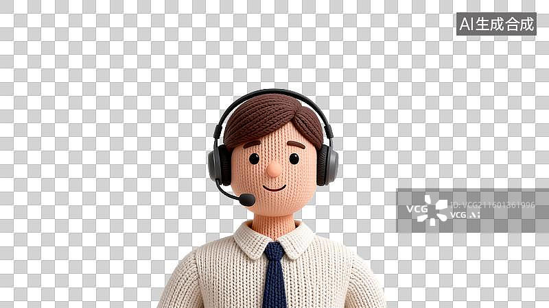 【AI数字艺术】穿着正装戴耳机的客服人员图片素材