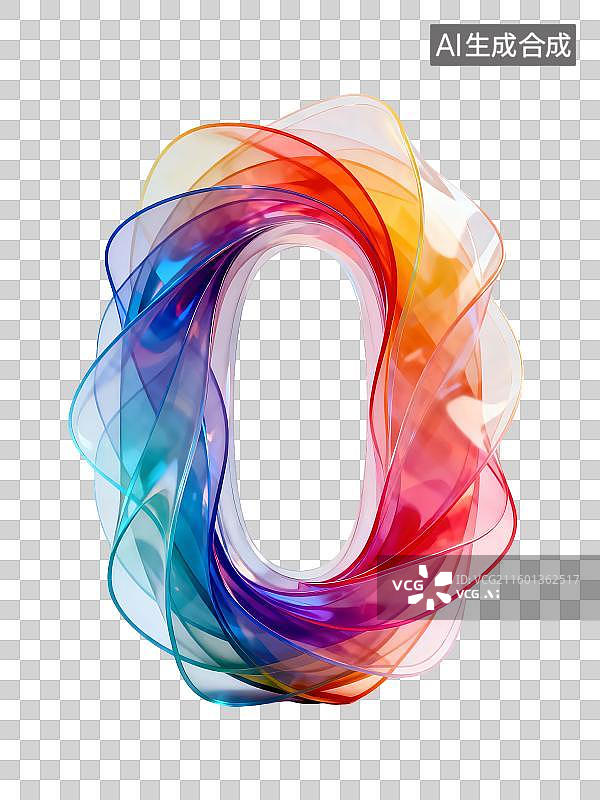 【AI数字艺术】半透明亚克力扭转数字0 3D免抠素材图片素材