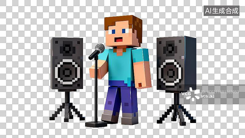 【AI数字艺术】我的世界角色唱歌场景图片素材