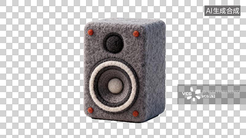 【AI数字艺术】小型灰色带橙色装饰的扬声器特写图片素材