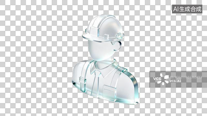 【AI数字艺术】透明3D建筑工人形象图片素材