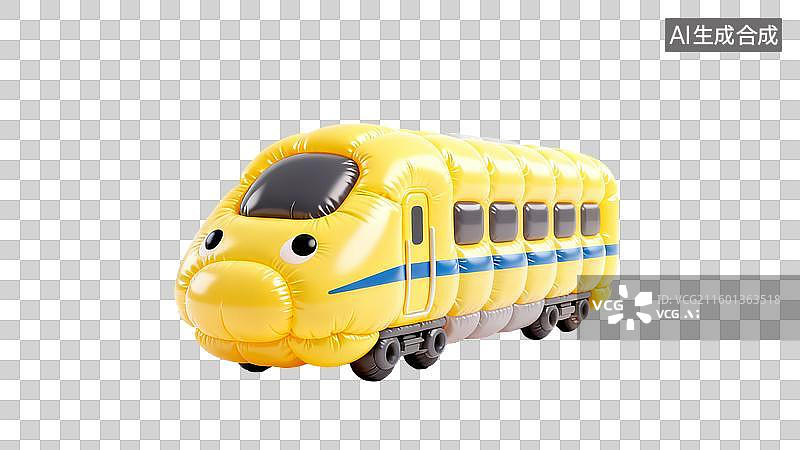 【AI数字艺术】儿童玩乐充气黄色火车模型图片素材