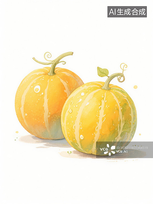 【AI数字艺术】水彩水果香瓜图片素材