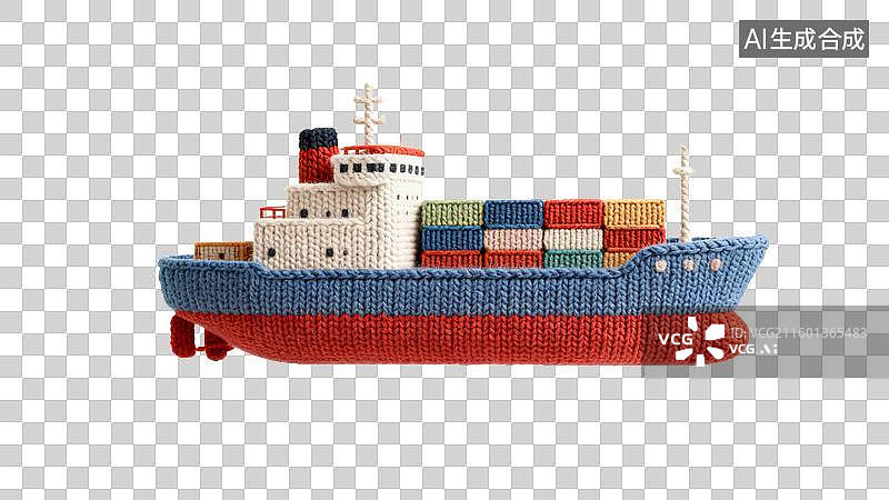 【AI数字艺术】针织集装箱船玩具图片素材