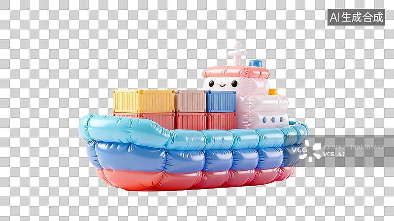 【AI数字艺术】色彩鲜艳的儿童玩具货船图片素材