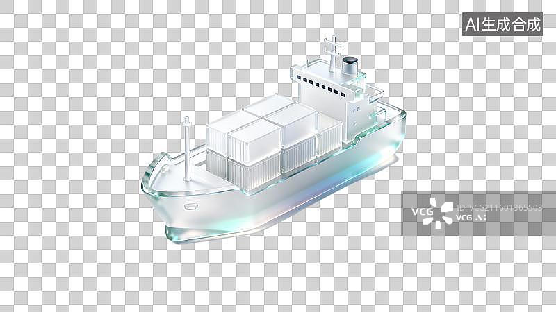 【AI数字艺术】透明货船3D插画展示图片素材