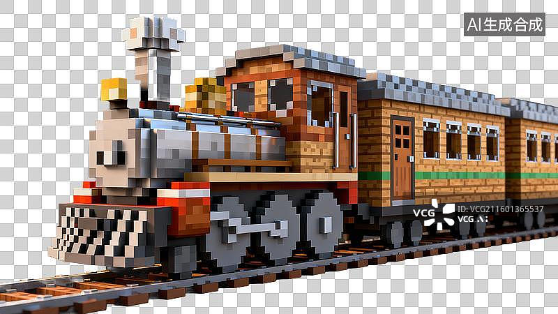 【AI数字艺术】体素风格的火车模型图片素材