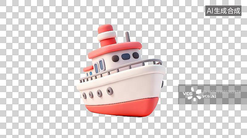 【AI数字艺术】可爱卡通风格小船模型图片素材