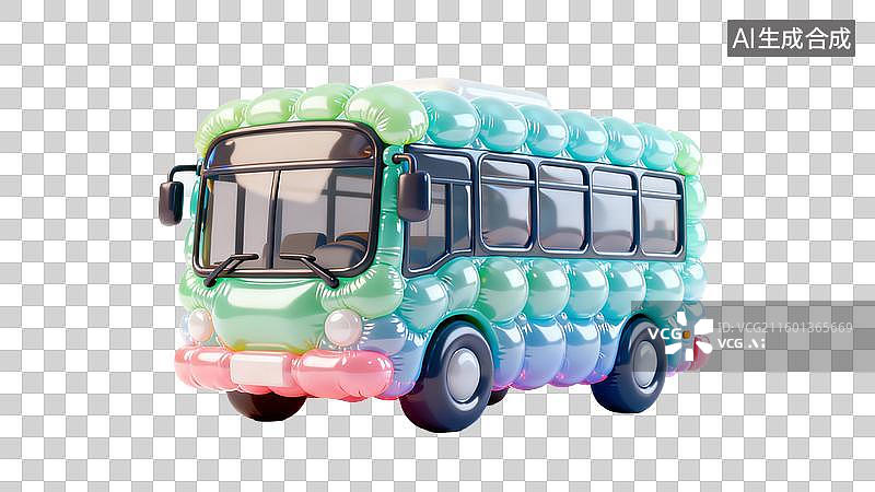 【AI数字艺术】色彩缤纷的气球巴士图片素材