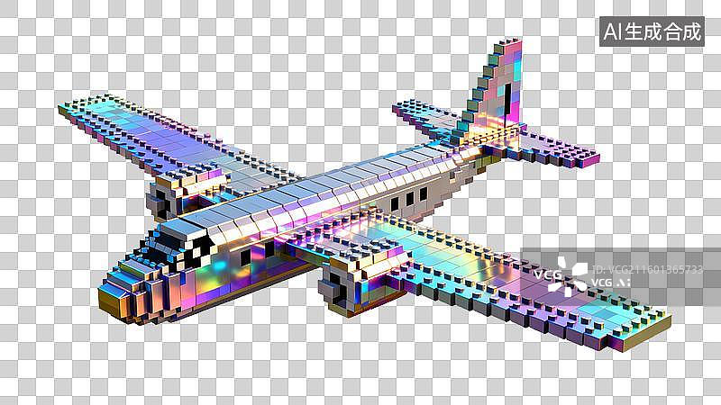 【AI数字艺术】像素风格彩色飞机模型图片素材
