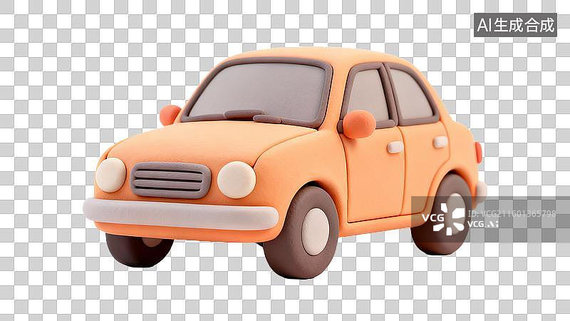 【AI数字艺术】可爱橙色黏土模型小汽车图片素材