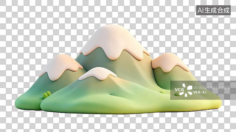 【AI数字艺术】卡通风格雪山与绿坡图片素材