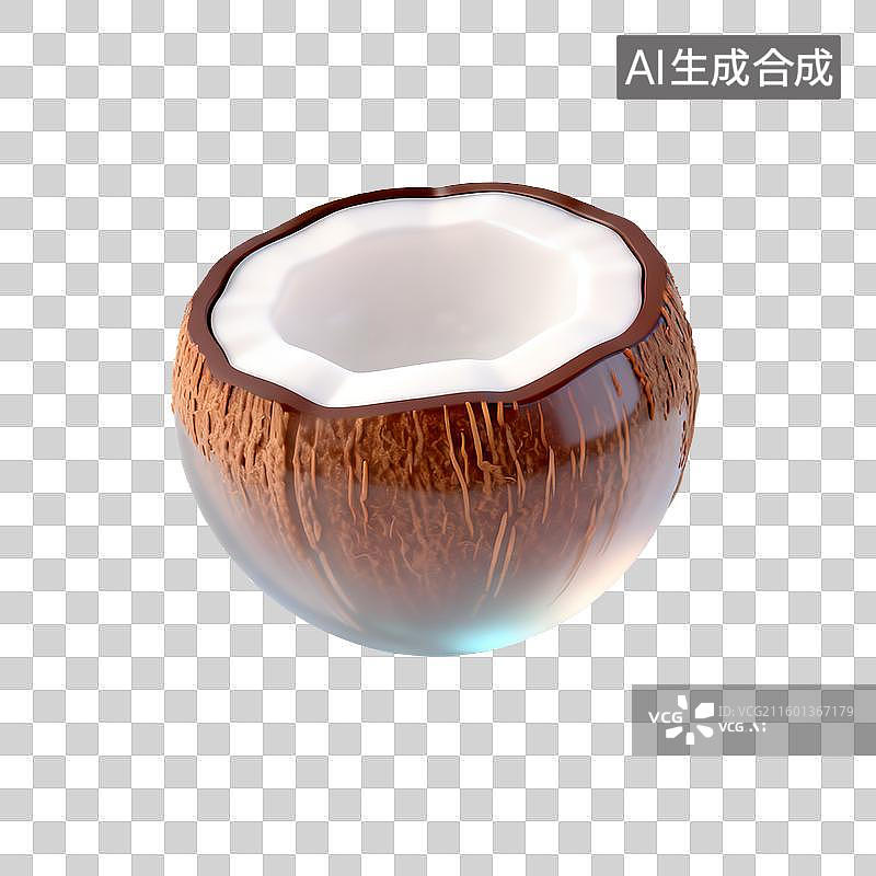 【AI数字艺术】磨砂玻璃椰子3D卡通元素图片素材
