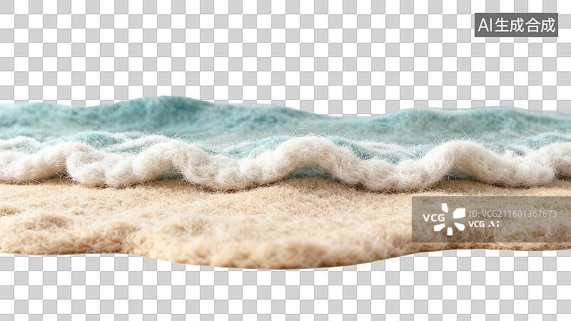 【AI数字艺术】毛毡制作的海滩波浪景象图片素材