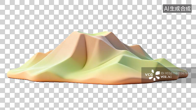 【AI数字艺术】低多边形风格3D山峦景观图片素材