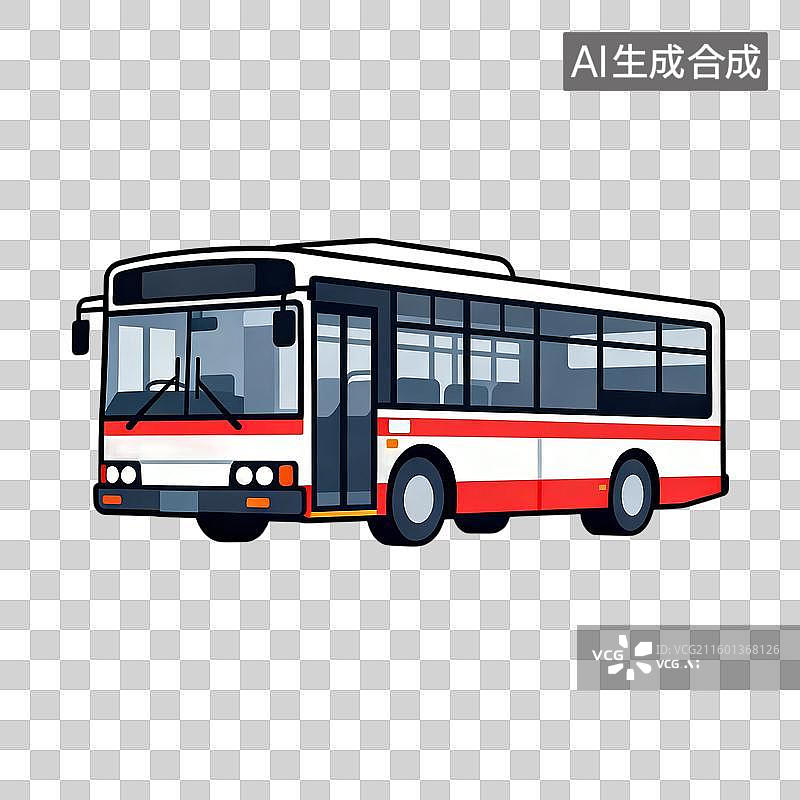 【AI数字艺术】红白相间的城市公交车辆图片素材