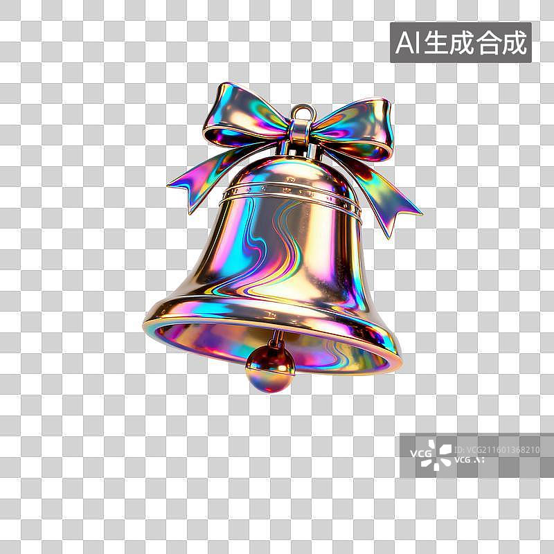 【AI数字艺术】色彩斑斓的全息铃铛装饰图片素材