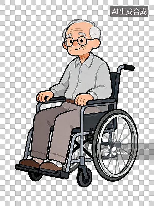 【AI数字艺术】坐轮椅的老年人物图片素材
