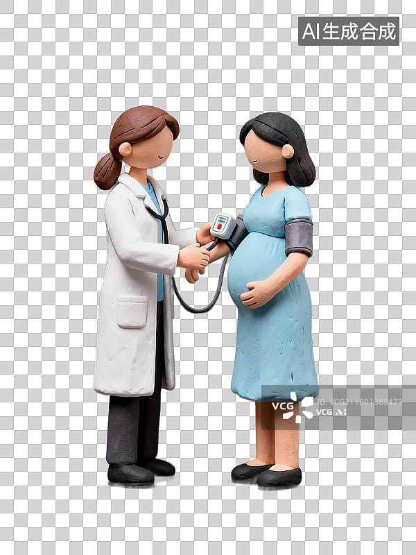 【AI数字艺术】医生为孕妇检查血压场景图片素材
